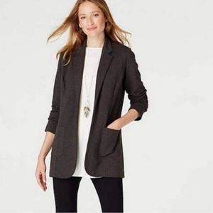 J Jill Jacket Large Gray Ponte Stretch Long Sleeve Comfy Blazer Minimilist